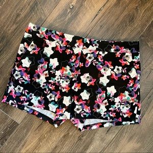 Express Black Shorts with Floral Design (Size 10)